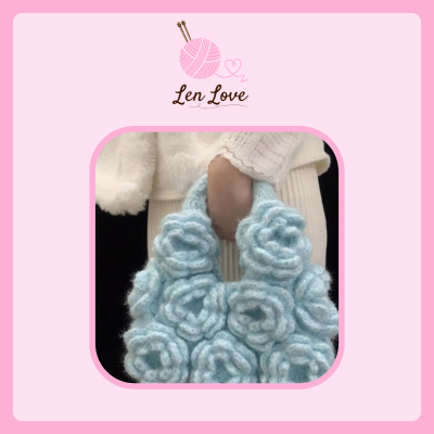 Túi sách Len Handmade Hoa Nổi Dễ Thương – Túi Len Thời Trang Nữ | Len Love 10 Túi xách len handmade