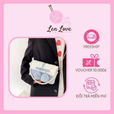 Túi Len Handmade Đeo Chéo Pom Pom Dễ Thương – Túi Len Thời Trang Nữ | Len Love 1 Túi len handmade phối đồ xinh xắn
