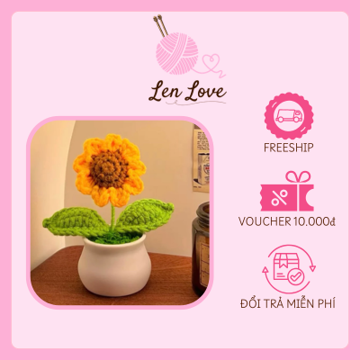 Cây hoa len handmade trang trí để bàn, quà tặng mô phỏng chậu cây thật 2 Cây hoa len handmade trang trí để bàn, quà tặng mô phỏng chậu cây thật - Ảnh 2