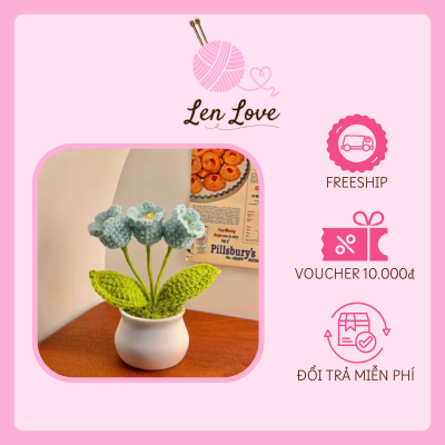 Cây hoa len handmade trang trí để bàn, quà tặng mô phỏng chậu cây thật 3 Cây hoa len handmade trang trí để bàn, quà tặng mô phỏng chậu cây thật - Ảnh 3