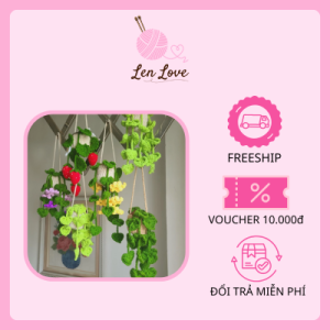 Chậu Hoa Handmade Mini Bằng Len Trang Trí Phòng Len Love