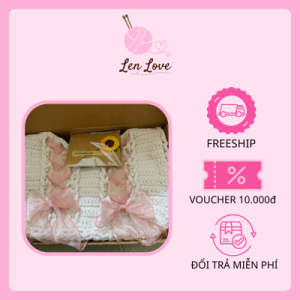 Túi Len Đan Móc Handmade Lenlove Phối Nơ Ruy Băng Phong Cách Vintage