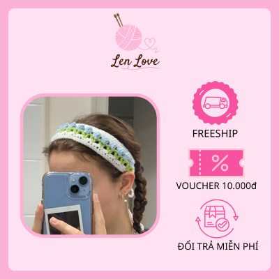 Băng Đô Len Handmade 3 Màu Xanh Hồng Vàng | Len Love 1 Băng Đô Len Handmade 3 Màu Xanh Hồng Vàng | Len Love