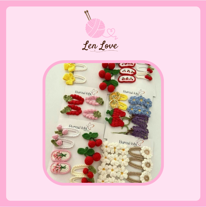 Kẹp tóc len handmade hình trái cây dễ thương – Phụ kiện tóc xinh xắn phong cách Hàn Quốc 2 Kẹp tóc len handmade hình trái cây dễ thương – Phụ kiện tóc xinh xắn phong cách Hàn Quốc - Ảnh 2